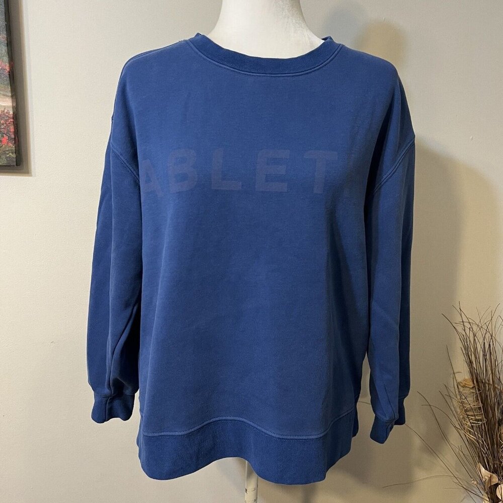 Fabletics Women's Eco Go-To Crewneck Sweatshirt Blue Size M Long Sleeve Top